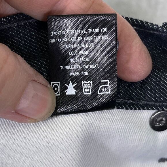 DSTLD Black Stretch Cotton Blend Button Fly Straight Leg Jeans Size 33x32 - Picture 11 of 12